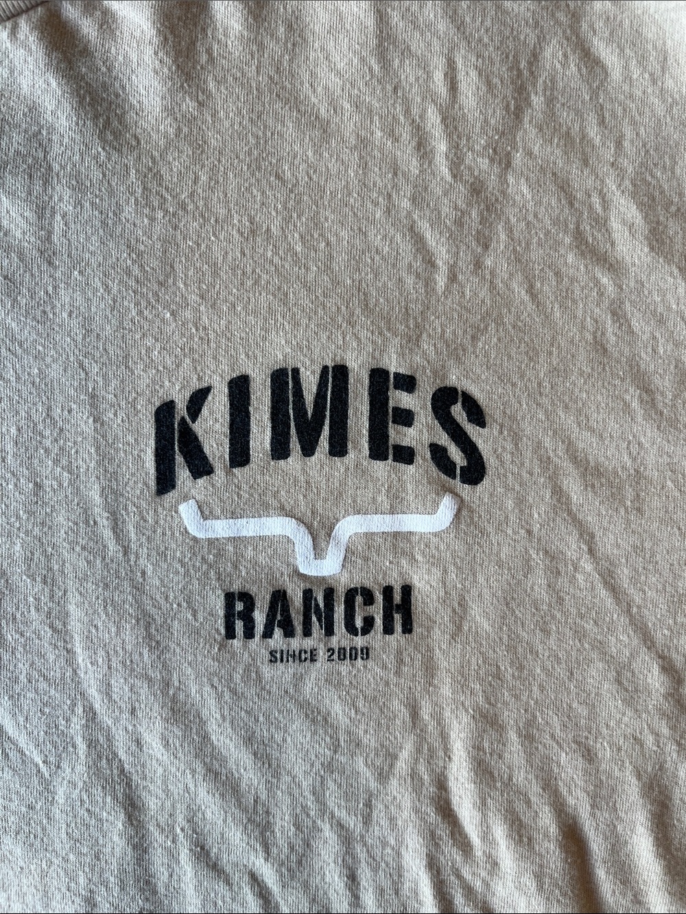 Kimes Ranch Shirt Mens M Beige Logo Western Graphic Tee T-Shirt
